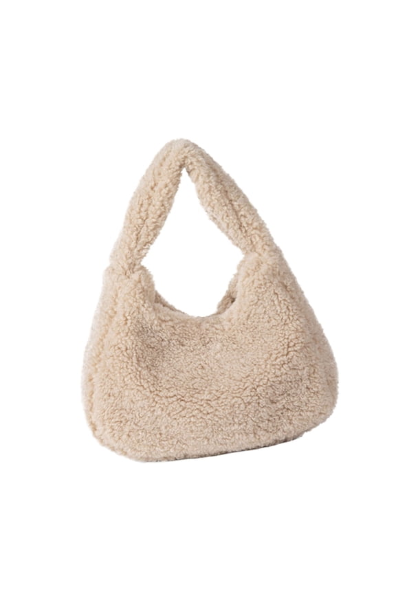 Women Plush Bag Autumn Winter Dating Bag Solid Color Handbag All-matching Shopping Bag Female Top Handle Bag for Daily