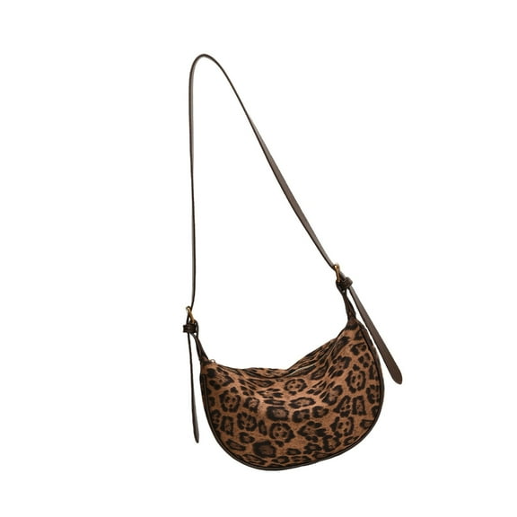 FENOHREFE Women Shoulder Bag Korean Styles Dumplings Bag PU Leather Messenger Bag Leopard Print Crossbody Bag for Autumn Winter