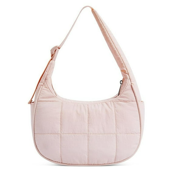 FENOHREFE Women Shoulder Bag Puffer Armpit Bag Adjustable Strap Handbag All-matching Underarm Purse Ladies Quilted Commuting Bag