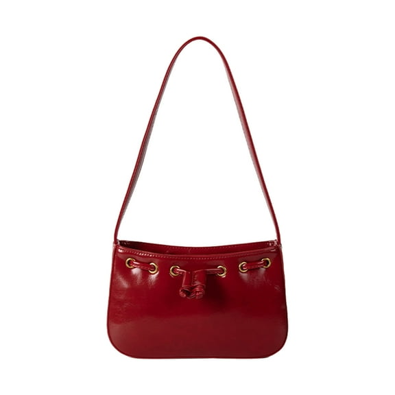 FENOHREFE Women Simple Shoulder Bag Casual Handbag Purse All-matching Underarm Bag Solid Color Armpit Bag PU Leather Commuting Bag