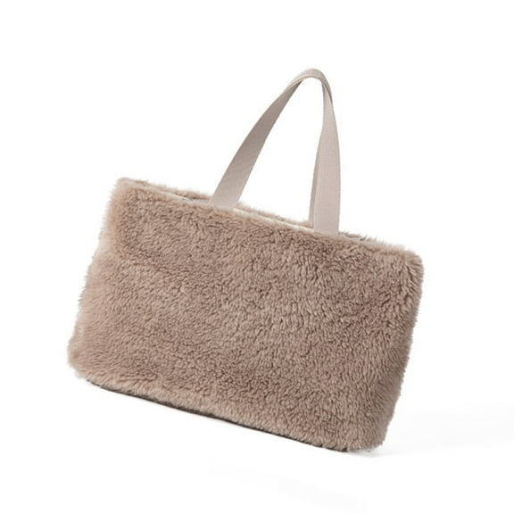 FENOHREFE Women's Soft Plush Top Handle Bag Comfortable Fuzzy Winter Shoulder Bag Casual Handbag with Spacious Interior