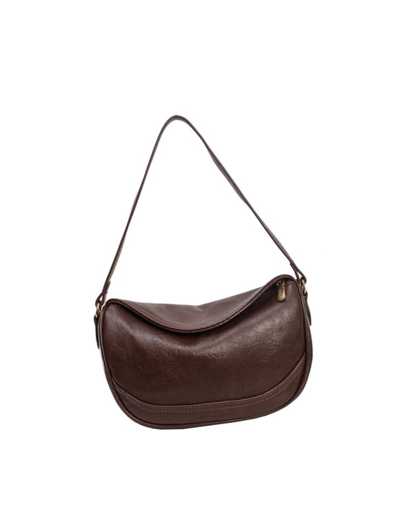 Womens Dumplings Bag PU Leather Shoulder Bag Stylish Handbag Retro Armpit Bag Simple Crossbody Purse for Daily