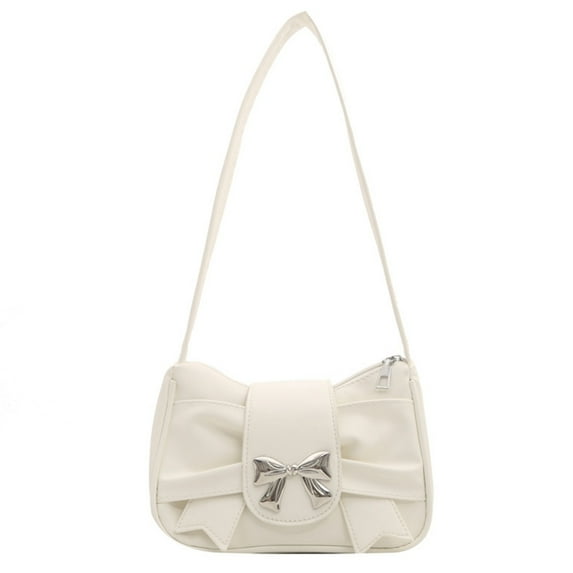 FENOHREFE Womens Pleated Handbags French Underarm Bag Bow Shoulder Bag PU Leather Armpit Bag Fashion Shopping Dating Bag