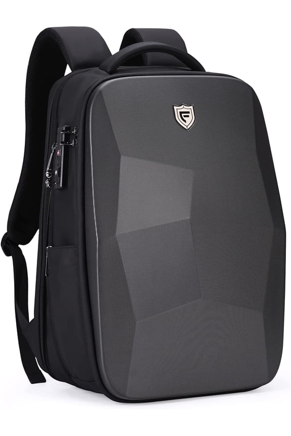 17.3-Inch Hard Shell Laptop Backpack,Anti-Theft Waterproof Business Travel Computer Backpack,Black Gaming Laptop Bag with USB Port for Men