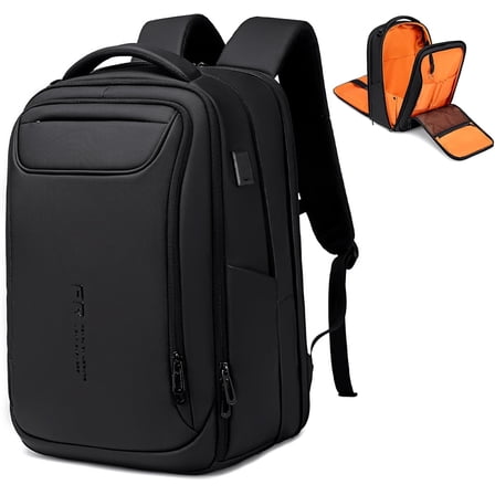 FENRUIEN Business Laptop Backpack for Men, Water Resistant Tech Travel Bag with USB Charger, Fits 15.6 Inch Computer,