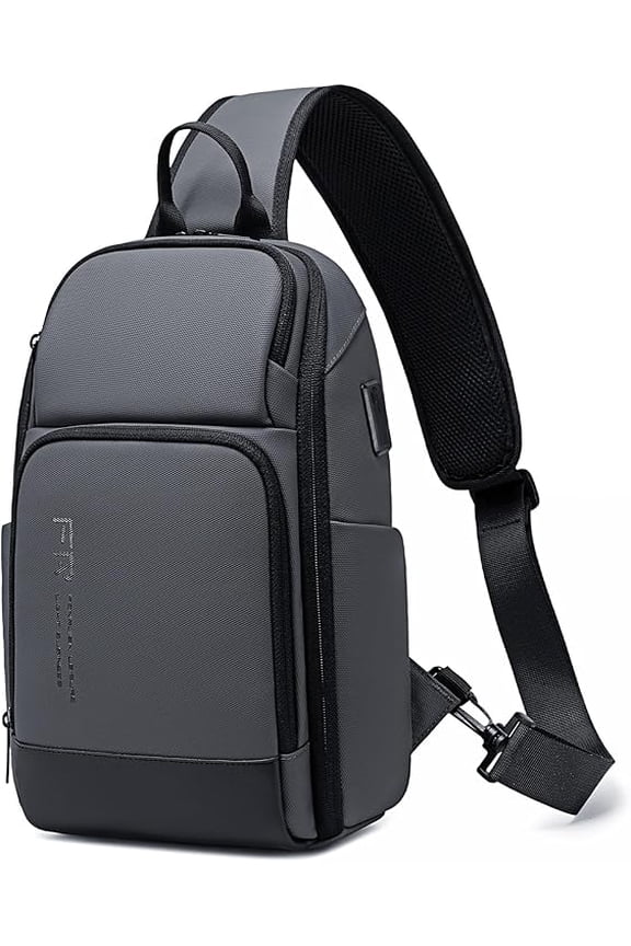 Crossbody Sling Bag for Men with USB Charging Port, Gray