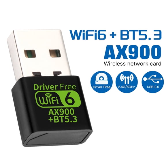 FENVI AX900 USB WiFi 6 Adapter | Dual-Band 2.4GHz/5GHz 900Mbps Wireless Adapter, Bluetooth 5.3, 802.11ax, for Desktop PC Gaming, Office, Windows