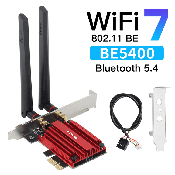 Fenvi Wifi 7 Card Tri Band 6Ghz/5Ghz/2.4Ghz FV-BE5400 with Bluetooth 5.3 MT7925 PCIE Network Adapter for Desktop Compatible with Intel & AMD Motherboard