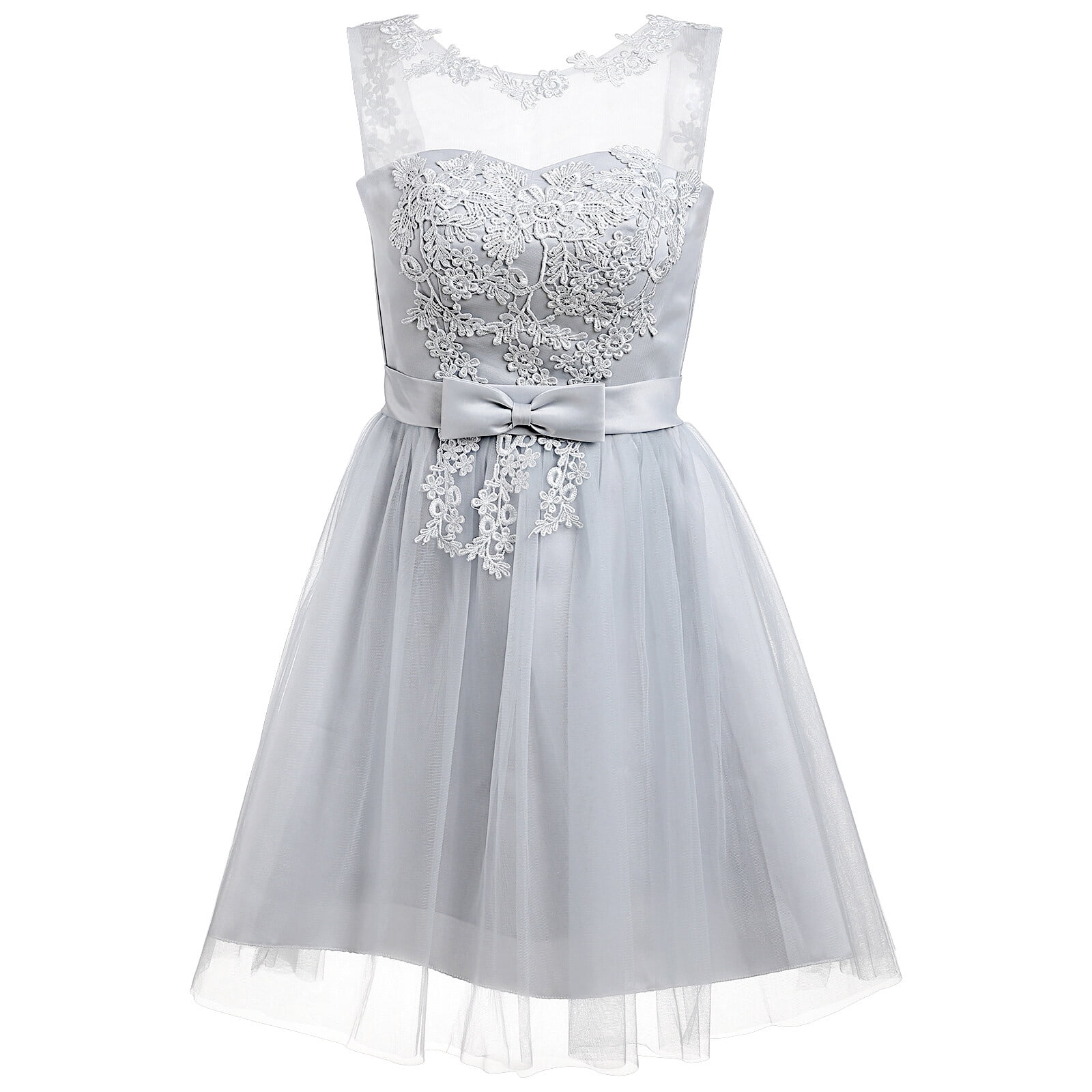 light grey short bridesmaid dresses Short A-Line Wedding-Guest Party Dress main image 1