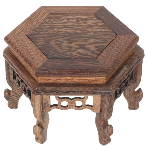 FENYUN Wooden Stool Plant Stand - Chinese Style Flower Pot Display Rack and Tea Pot Base for Home Decor