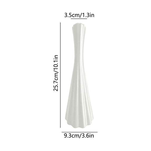 FEOLGEHLY 1 Pcs 10Inch Flower Vases for Centerpieces, Black Plastic Floral Container with Sturdy Base, Flower Centerpiece for Wedding Event Home Decor, Arts Crafts, White