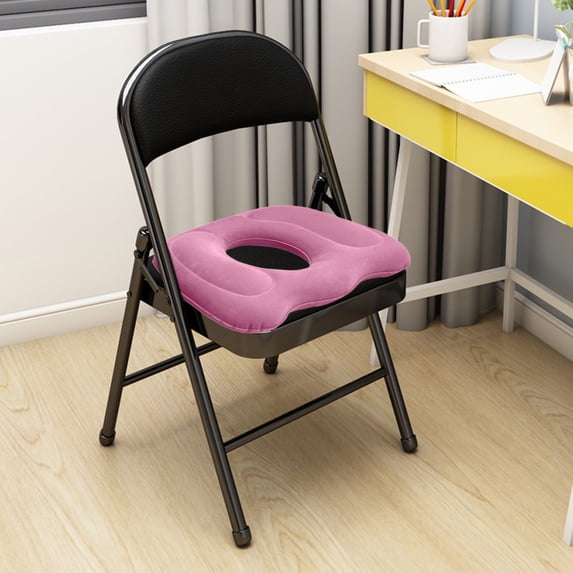 FEOLGEHLY 1 Pcs Inflatable Seat Cushion 17.9"x15.3" Portable Pillow Height Adjustable Hemorrhoid Pillow for Tailbone Back Pain Bed Sore Home Car Chair Wheelchair Sitting (Pink)