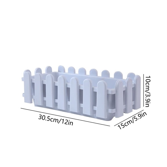 FEOLGEHLY 1 Pcs White Picket Fence Panels Wooden Picket Fence Flower Pot Window Box Planter Garden Planter with tray Fence Design for Artificial Flower Plants Picket Fence