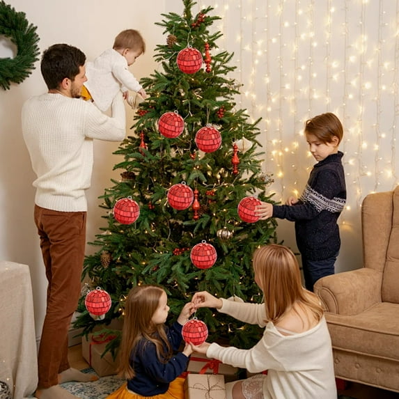 FEOLGEHLY 10 Pcs Disco Mirror Hanging Ball for Disco DJ Light Effect Party Home Decor Stage Props School Festivals Concert Party Favors, Christmas Ball for Xmas Tree, Christmas Decoration, Red