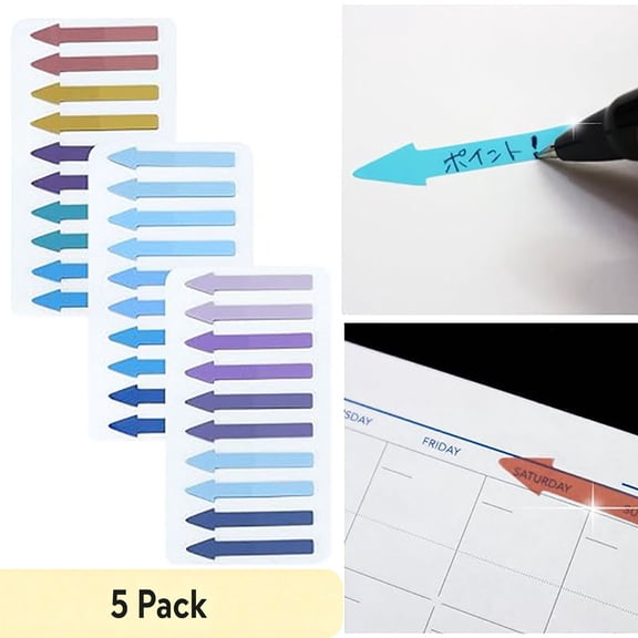 FEOLGEHLY 1000PCS Sticky Tabs, PET Arrowss Colored Sticky Notes, Transparent Arrowss Sticky Notes, Sticky Tabs for Books, Watertight Small Strip Bookmark for Office Annotating Books Notebooks (E)