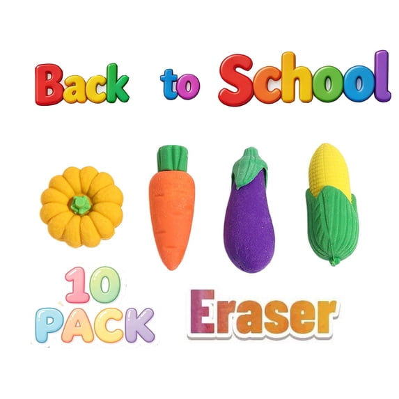 FEOLGEHLY 10PCS Fruit Shapes Erasers, Pencil Eraser, Eraser for Office, Under 2$ Pencil Erasers for Writing Drawing, Office Supplies, Stationery, Clean Erasing, No Smudge, Novelty Design (Green)