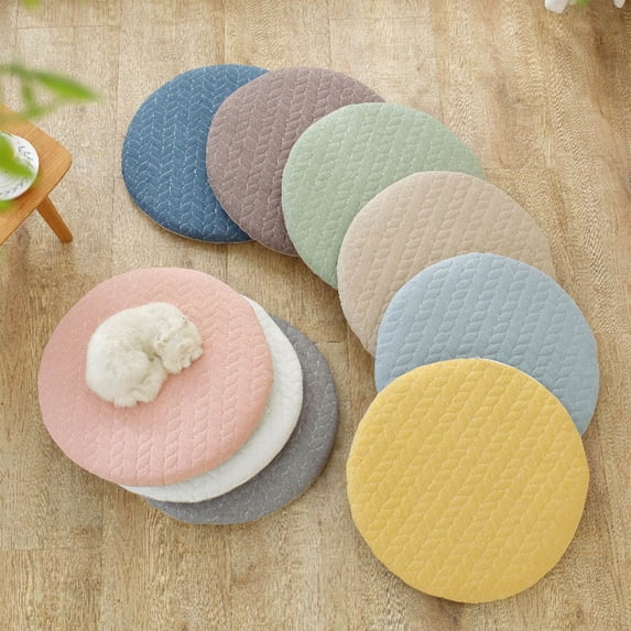 FEOLGEHLY 11.81 Inch Round Thickened Outdoor/Indoor Chair Cushions, Soft All Season Seat Cushion, Chair Pads with Anti-Slip Fixing Strap, Breathable No Deformation Floor Cushion for Indoor Use