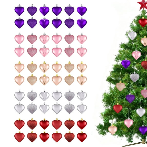 FEOLGEHLY 12 Pcs Heart Ornaments 3 Different Finishes Heart Shaped Shatterproof Hanging Ornaments for Valentine's Day Wedding Christmas Tree Mother's Day Anniversary Party Decoration, Silver