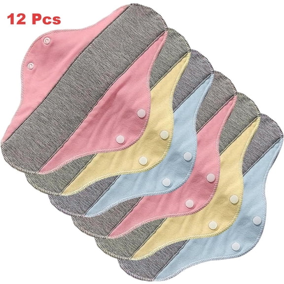 FEOLGEHLY 12 Pcs Reusable Incontinence Pads for Women Men, Leak-Proof Waterproof Washable Designed to Handle Various of From Menstrual Cycles to Light Bladder Leaks, Feel Secure, Dry and Comfortable
