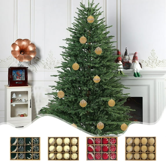 FEOLGEHLY 12 Pcs Velvet Christmas Ball Ornaments Sets, Large Farmhouse Shatterproof Christmas Bulbs Ornaments for Xmas Tree Decorative, Vintage Party Home Neutral Decorations, White