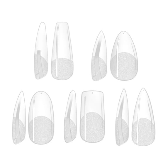 FEOLGEHLY 120pcs Nail Tips Pre-Buffed No-Filing Traceless Full Cover False Nail Tips for DIY Nail Art at Home, Natural Look, Durable and Easy Application (D)