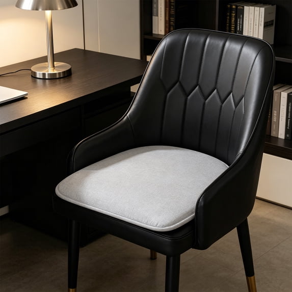 FEOLGEHLY 16.54x15.75in U-Shaped Linen Dining Chair Cushion, Thick Non Slip Horseshoe Seat Pad for Home Kitchen Office, Deep Gray
