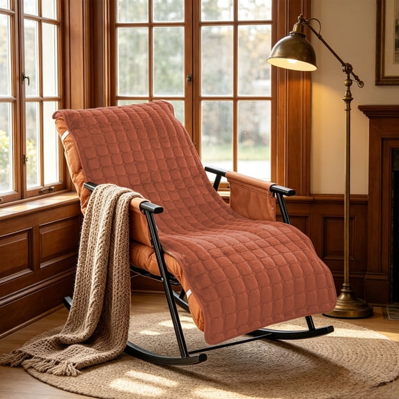 FEOLGEHLY 17.7x53.1 Inch Patio Lounge Chair Cushion, Rocking Chair Sofa Seat Cushion, Indoor/Outdoor Non-Slip High Back Lounger Chair Cushion, Brown