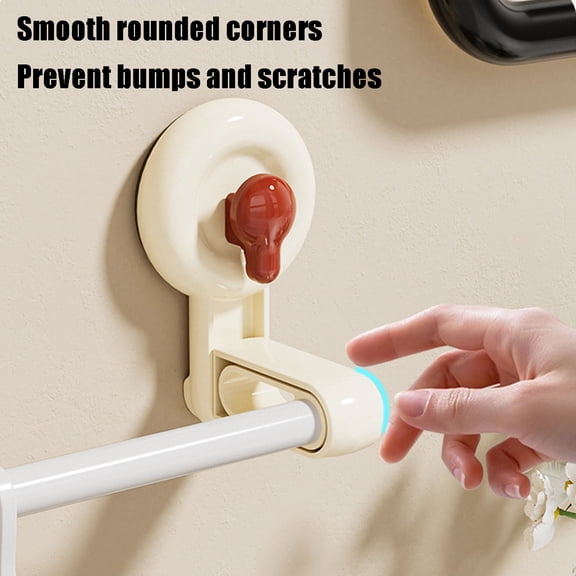 FEOLGEHLY 19.7" Length Suction Cup Wall Organizer – Rotating Hook Rack for Headbands, Towels, Hair Accessories & More, No Drilling Required, Red