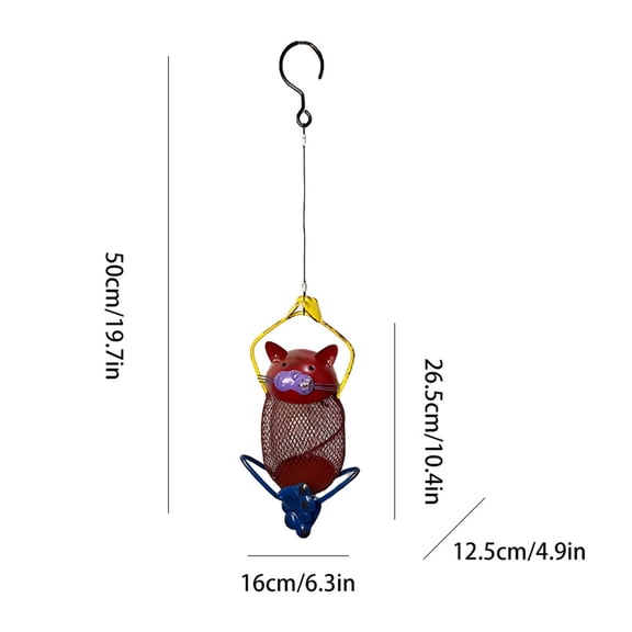 FEOLGEHLY 19.7Inch Cat-shaped Hanging Bird Feeder for Outdoors, Sturdy and Durable Bird Bath Feeding Station for Viewing Wild Birds Outside, as a Gift, Outdoor Birdhouse Box, Home Garden Decor(Red)