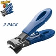 thumbnail image 1 of FEOLGEHLY 2 Pack Blue Stainless Steel Nail Clipper, Large Opening Anti-Splash Sharp Nail Cutter, Heavy Duty Fingernail & Toe Nail Clippers for Thick Nails, Nail Trimmer for Men Women Adults Seniors, 1 of 3