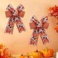 thumbnail image 1 of FEOLGEHLY 2 Pack Fall Decor Wreath Bow for Front Door, Pumpkin Print Burlap Bow Autumn Decorative Tree Topper Ornaments for Thanksgiving Wedding Party Supplies Indoor Outdoor Home Decor, 1 of 6