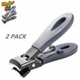 thumbnail image 1 of FEOLGEHLY 2 Pack Gray Stainless Steel Nail Clipper, Large Opening Anti-Splash Sharp Nail Cutter, Heavy Duty Fingernail & Toe Nail Clippers for Thick Nails, Nail Trimmer for Men Women Adults Seniors, 1 of 3