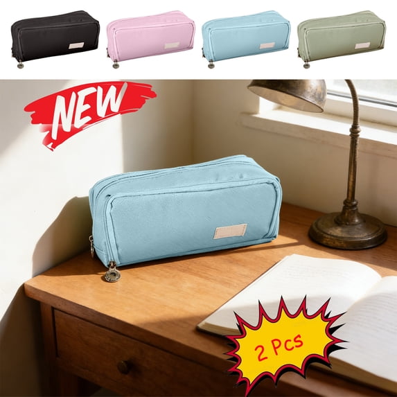 FEOLGEHLY 2 Pack Large Capacity Double Window Pen Case, Oxford Fabric ...