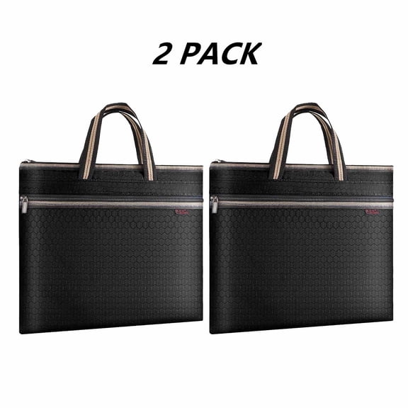 FEOLGEHLY 2 Pack Large Capacity File Organizers with Handle, 11.8x14.9 Inch Fabric Document Holder, Water-Resistant Wear-Resistant Document Organizer for Business Adults Office Meeting, Black