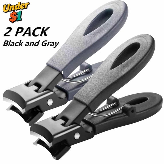 FEOLGEHLY 2 Pack Stainless Steel Nail Clipper, Large Opening Anti-Splash Sharp Nail Cutter, Heavy Duty Fingernail & Toe Nail Clippers for Thick Nails, Nail Trimmer for Men Women Adults and Seniors