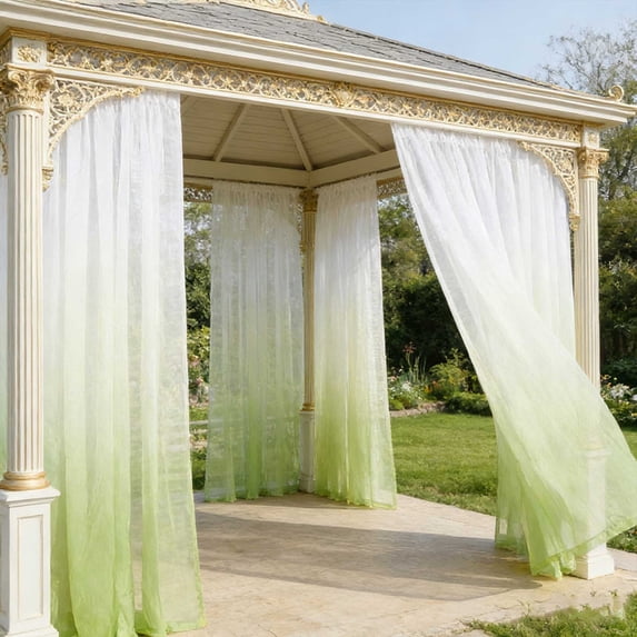 FEOLGEHLY 2 Pack Waterproof Outdoor Patio Curtains,52x95 Inch Length Nylon Gradient Porch Curtain, Weatherproof Wind Resistant Outdoor Drapes for Pergola Gazebo Balcony Home Decor