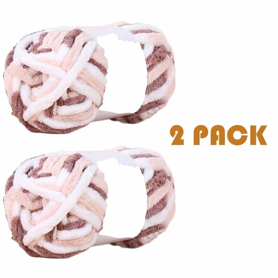 FEOLGEHLY 2 Pack Wool Balls Tie Dye Combed Milk Cotton Yarn Ball, 72FT Soft Cotton Yarn Skeins Bulk for Crochet Thread Chunky Hand Knitting, DIY Crafts for Blanket, Hat, Scarf, Sweater(Beige)