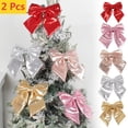 thumbnail image 1 of FEOLGEHLY 2 Pcs Large Sequined Christmas Bows, Glitter Christmas Bows for Christmas Tree & Wreath Decorations, Xmas Tree Topper Ornament Bow for Home Garland Hanging Party Outdoor Indoor Decor, Red, 1 of 7