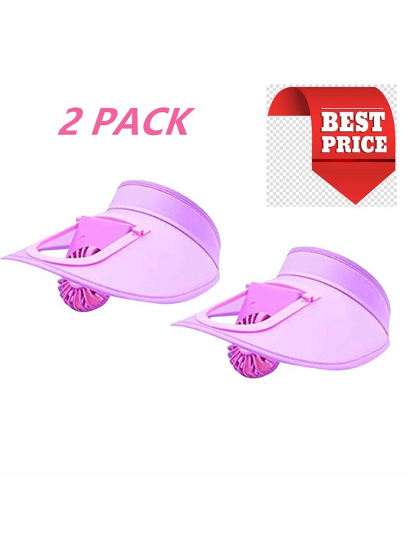 2 Pcs Sun Hats with Three-Speed Adjustable Fan, Portable Charging Fan Hat with 1 USB Cord, Lighweight Adjustable Head Circumference Sun Cap, for Hiking, Camping, Cycling, Purple