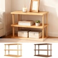 thumbnail image 1 of FEOLGEHLY 2 Tier Expandable Countertop Shelf Organizer, Stackable Wooden Kitchen Storage Rack with Hooks for Coffee Bar, Microwave Stand, Spice Organizer in Home Office, 1 of 7
