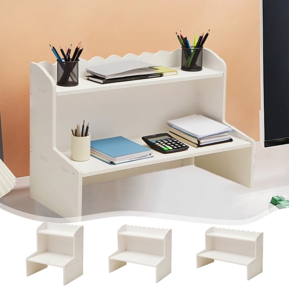 FEOLGEHLY 2 Tier Stackable Storage Shelf Organizer, Heavy Duty Metal Desktop Riser for Office Desk, Dorm Room, Makeup, Books, Stationery Organization and Space Saving