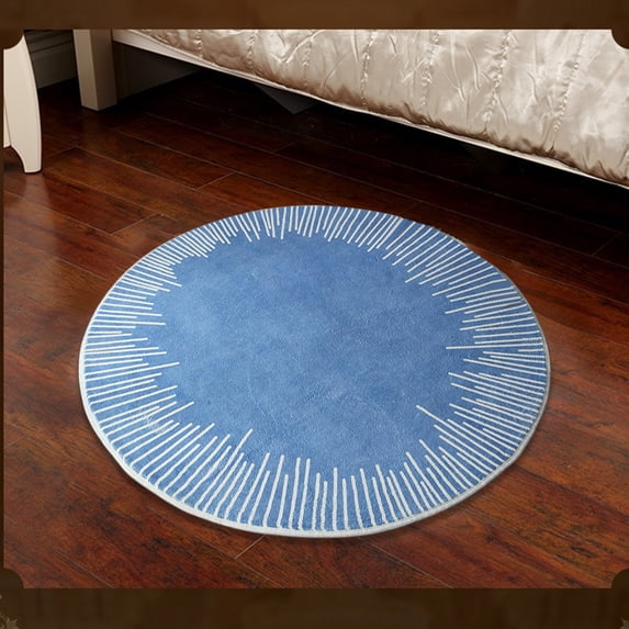 FEOLGEHLY 24" Fluffy Round Rug, Soft Area Rugs for Room, Play Mat for Living Room, Non Slip Circle Rug for Bedroom, Shag Plush Carpets for Dorm, Room Decor, Blue