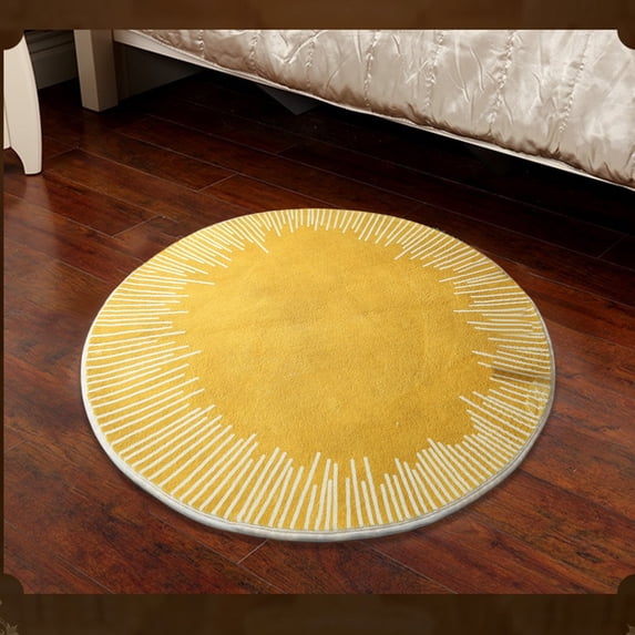 FEOLGEHLY 24" Fluffy Round Rug, Soft Area Rugs for Room, Play Mat for Living Room, Non Slip Circle Rug for Bedroom, Shag Plush Carpets for Dorm, Room Decor, Yellow