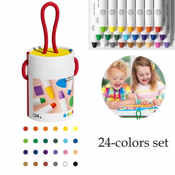 FEOLGEHLY 24 Pack Silky Crayons Bulk for Adults 24 Colors Washable Crayon, Non-Toxic Crayon for A-g-e-s 2-4, 4-8, Large Crayons, Coloring Art Supplies, Back to Classroom Gift