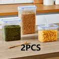 thumbnail image 1 of FEOLGEHLY 2PCS*1.3L Food Storage Containers with Lids Airtight, Clear Plastic Storage Bins for Kitchen or Pantry Organizers and Storage, Storage Jars for Grains and Pulses (S), 1 of 7