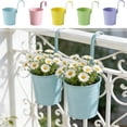 thumbnail image 1 of FEOLGEHLY 2PCS Detachable Iron Hanging Planter, Wall Mounted Flower Pot with Drain Hole, Indoor Outdoor Fence Patio Garden Cafes, Bookstores Home Decor, Durable Weatherproof No Rust (Pink), 1 of 7
