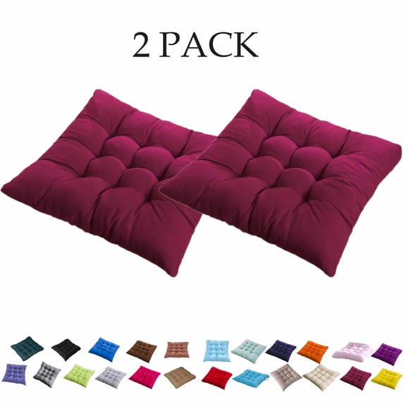 FEOLGEHLY 2Pcs Square Outdoor Office Chair Cushions, Floor Cushions for Home, Meditation Cushion Flexible Seating Computer Chair Cushion for Adults, Home Chair Yoga Living Room Use(Deep Red)