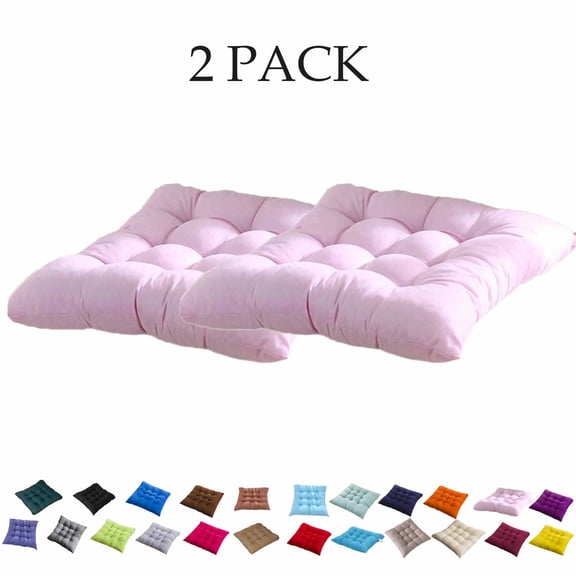 FEOLGEHLY 2Pcs Square Outdoor Office Chair Cushions, Floor Cushions for Home, Meditation Cushion Flexible Seating Computer Chair Cushion for Adults, Home Chair Yoga Living Room Use(Pink)