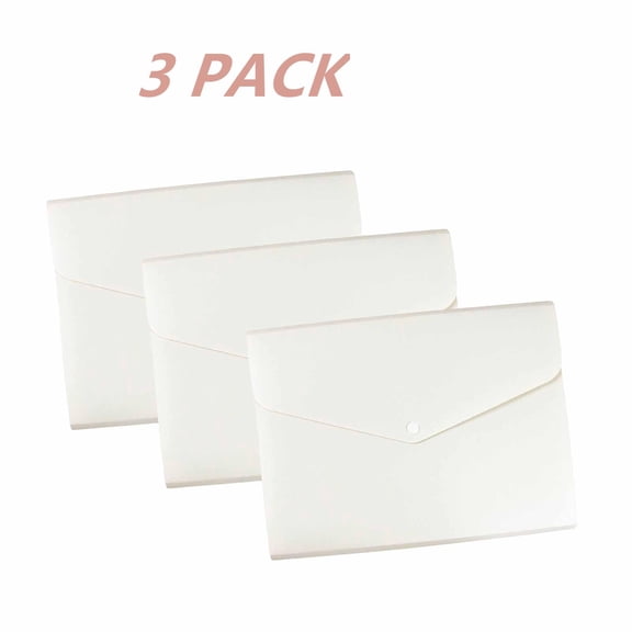 FEOLGEHLY 3 Pack Large Capacity File Organizers 12.99x9.65 Inch Multi-Layer Document Holder, Waterproof Expandable File Pocket Folders for Professional Adults, White