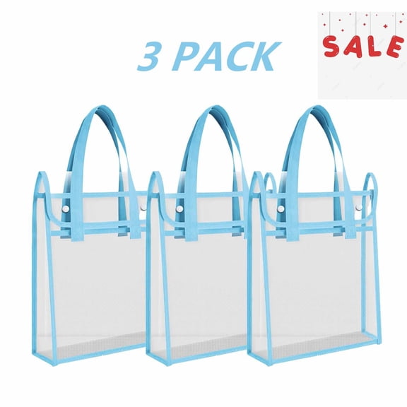 FEOLGEHLY 3 Pack Large Capacity File Organizers 13.7x10.31x3.54 Inch Clear PVC Document Organizer, Waterproof Expandable File Pockets Jackets for Office Home Use, Blue